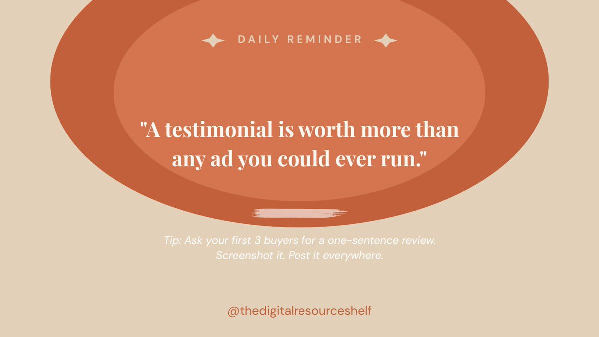 _digitalshelf's tweet photo. One genuine testimonial > any ad you could run. 🌟

Ask your buyers. Screenshot the reply. Post it.

Free. Authentic. Converts.

#testimonials #socialproof #sidehustle #makemoneyonline https://t.co/80CV30pXcw