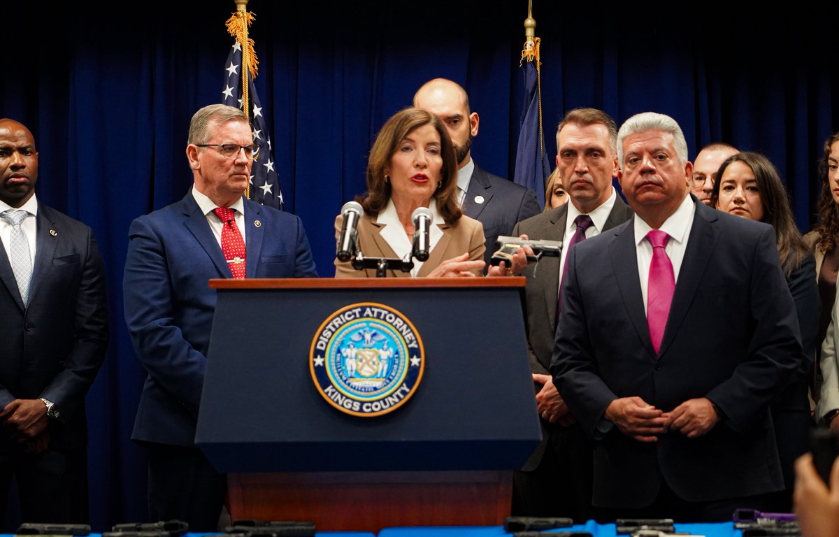 BrooklynDA's tweet photo. #ICYMI: My office announced the indictment of 22 alleged gang members last month in connection with 26 shootings.

We are working to target trigger pullers causing the most harm in our communities, thanks to @GovKathyHochul's support in conducting these strategic takedowns. https://t.co/LwDYLLBMZx