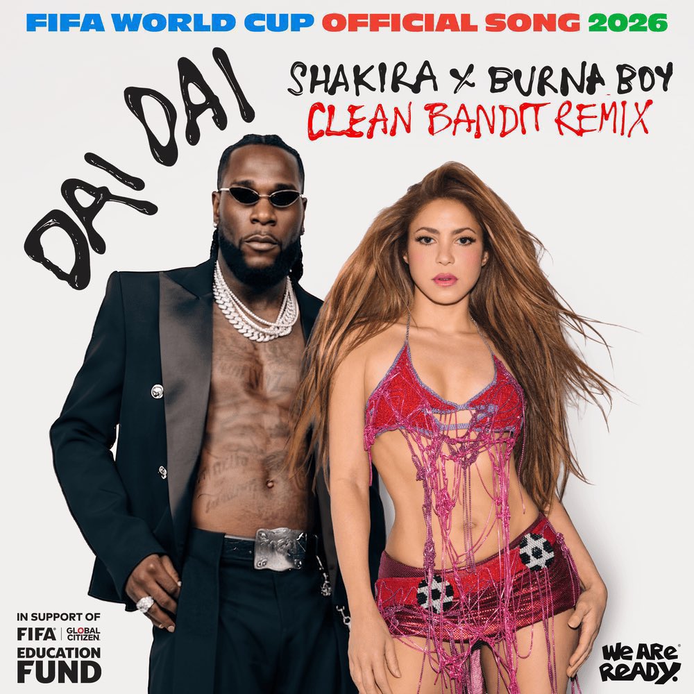PopCrave's tweet photo. “Dai Dai” by Shakira &amp; Burna Boy holds at #1 on Global Spotify with 4.084 million streams. https://t.co/ZCuoJ5e2qH