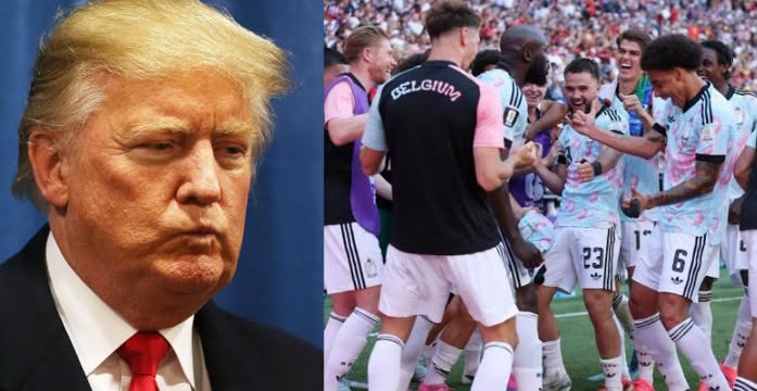 OccupyDemocrats's tweet photo. BREAKING: OOF! Belgium’s World Cup team publicly mocks Trump on the global stage with a scathing rendition of the “Trump dance” after humiliating the USA in a 4-1 victory!

The message is VERY clear…

Belgium’s national team was FURIOUS after Trump personally intervened with FIFA to make sure that the red card preventing American star striker Folarin Balogun could play in last night’s must-win knockout match, and they played like it.

After Trump once again made it ALL about himself and thoroughly jinxed the American team with his need to cheat at everything, Belgium’s players delivered the US one of the worst national sports defeats in our history and then made sure to personally call out Trump by doing his signature double j*rk-off dance move on the grave of America’s World Cup hopes.

Trump was hated internationally long before this, so this must have felt extra satisfying to the players of Belgium, several of whom have parents who hail from countries Trump has disparaged as "sh*tholes."
Congratulations, Trump! You will now be forever associated with yet another defeat that everyone will blame you for.

Yet another international humiliation suffered at the hands of our stupid, selfish, demented, crooked, pedophile president.