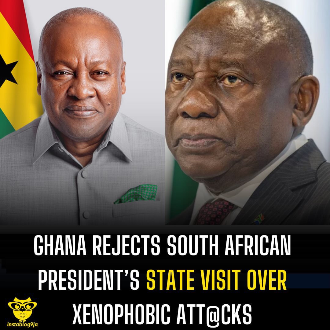 instablog9ja's tweet photo. Ghana rejects South African President’s State Visit over xenophobic att@cks

Fresh diplomatic tensions have emerged between Ghana and South Africa after the Ghanaian government declined to host South African President Cyril Ramaphosa for a planned state visit, citing concerns over the reported k+lling of a Ghanaian citizen and alleged xenophobic att@cks against its nationals.

Ramaphosa had been expected to visit Ghana in the first week of August to strengthen the longstanding relationship between both countries. However, Ghanaian authorities said the visit could not go ahead until concerns over the safety of Ghanaians living in South Africa are adequately addressed.

The decision follows the d+ath of 40-year-old Ghanaian fashion designer Bashiru Isak, who Ghana says was sh+t d£ad during demonstrations linked to renewed anti-immigrant attacks in South Africa’s Khayelitsha township on June 30.

Ghana has formally protested to South African authorities, describing the incident as a senseless act of xenophobic v+olence and insisting that those responsible be identified, arrested and prosecuted.

South Africa, however, has rejected Ghana’s account, maintaining that no fatalities were recorded during the June 30 demonstrations, which drew thousands of protesters across different parts of the country.

South Africa’s Justice Minister, Mmamoloko Kubayi, accused Ghanaian officials of spreading misinformation, saying, “It is concerning that Ghanaian authorities continue to communicate false information about South Africa regarding developments on irregular migration.”

She added, “The spread of false information to perpetuate the false narrative that South Africa is xenophobic is unacceptable.”

The disagreement has renewed attention on the safety of African migrants in South Africa, where previous outbreaks of v+olence against foreign nationals have repeatedly sparked concern across the continent.