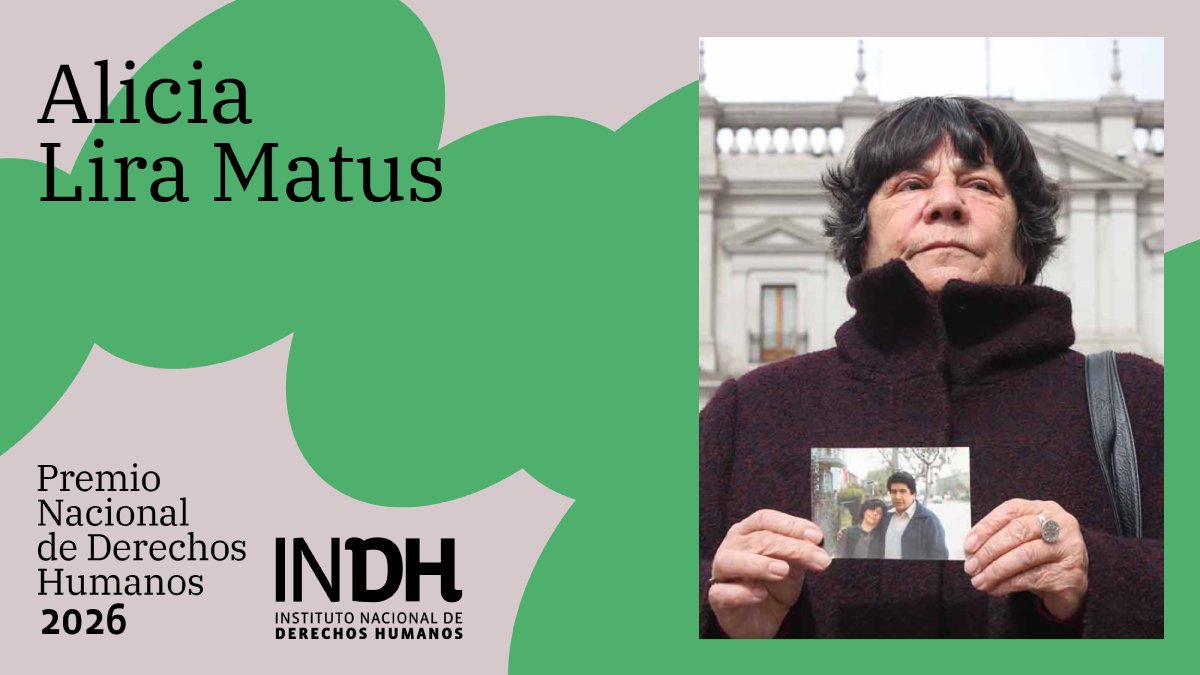 inddhh's tweet photo. Más de 50 años por la defensa de los derechos humanos: Alicia Lira Matus recibe Premio Nacional de Derechos Humanos 2026 por parte del INDH.

“Para mí este reconocimiento ante tantas compañeras que hemos luchado en este largo camino, por la verdad, por la justicia, con obstáculos, con dificultades, es un acto tan reparatorio y tan digno”. 

https://t.co/b6co8nrbzS