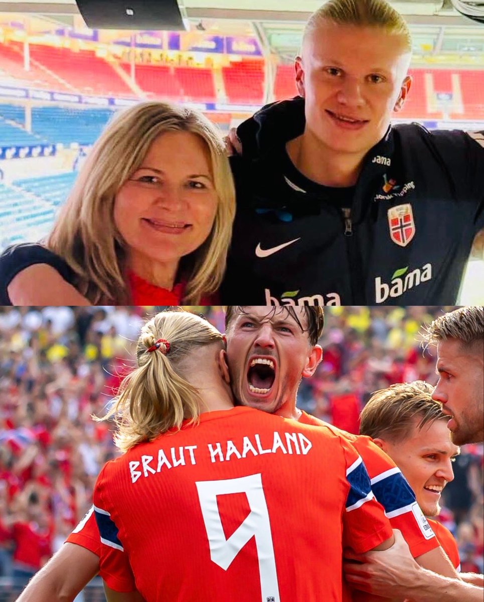 LMDFoot_'s tweet photo. Quand il a été appelé en sélection, Erling Haaland a fait une demande spéciale à la Fédération : qu'ils incluent le nom de famille « Braut » sur son maillot. C'est pourquoi il est floqué Braut Haaland.

Braut est le nom de famille de sa mère Marita, qui était une athlète professionnelle, multiple championne d'heptathlon en Norvège.

Erling a toujours dit que son amour pour le football venait de son père, ex-footballeur, mais que sa discipline et sa condition physique venaient de sa mère Marita. Mélange parfait pour créer un monstre du football.

Un bel hommage à sa maman 🫶