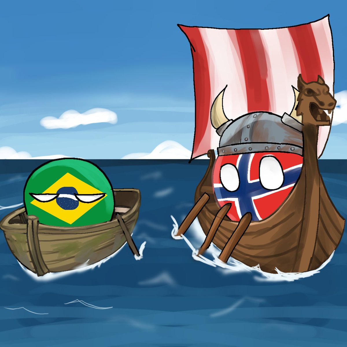 ArielAnimator's tweet photo. Brasil e Noruega #countryball #polandball https://t.co/ZHX5gnoAgD