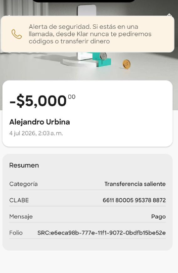 yoyorrc's tweet photo. @montmaria @klar_mx @CondusefMX Me paso lo mismo María después de usar la tarjeta varios meses un buen día amanecí con cargos a las 2 am , demostrando incluso el nombre de la persona y cuenta clabe donde ademas se deposito dinero y dicen que cuide mis contraseñas https://t.co/92fNg30EEf
