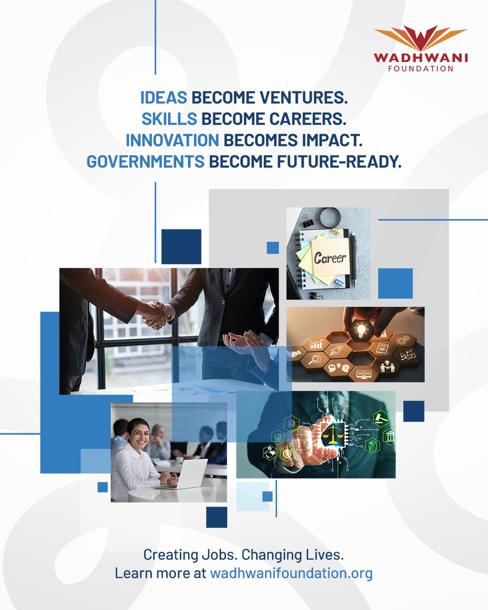 wadhwanif's tweet photo. Progress happens when ideas, skills, innovation, and institutions come together.

That's the mission driving Wadhwani Foundation every day. Empowering people, strengthening ecosystems, and creating lasting impact.

Creating Jobs. Changing Lives.

#WadhwaniFoundation #EconomicDevelopment #Skilling #Innovation #FutureReady