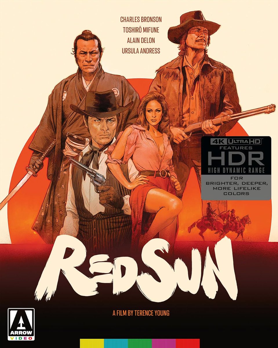 gregcritic's tweet photo. A Japanese samurai teams up with an Old West outlaw in 1971's #RedSun, featuring a who's-who of international stars and a former Bond director at the helm. Check out the 4K UHD premiere from @ArrowFilmsVideo and read the full review below: https://t.co/SvxtHFDoXZ https://t.co/zDDYzpLpeF