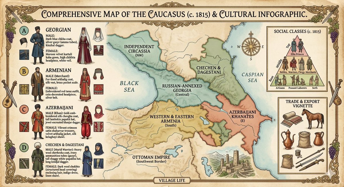SparkfulArt's tweet photo. Circassia, Chechen & Dagestani, Georgia, Armenia, Azerbaijani Khanates. The Caucasus 1815, the story is expanded across the Black Sea to the Caucasus. 653x ai images later, felt like I've travelled there.
Love to visit Circassia in real life someday! Fun! #circassia #aiarts https://t.co/KKliaxeUSf