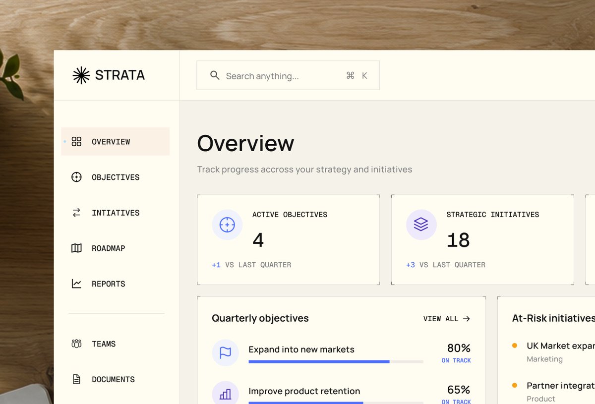 Zirim98's tweet photo. Introducing the Overview Dashboard for Strata.

Designed to help teams track objectives, initiatives, milestones, and progress at a glance, all with a clean, distraction free interface.

More screens coming soon. 👀

#UIDesign #SaaS #Dashboard #Figma #ProductDesign https://t.co/E5KakMQFKg