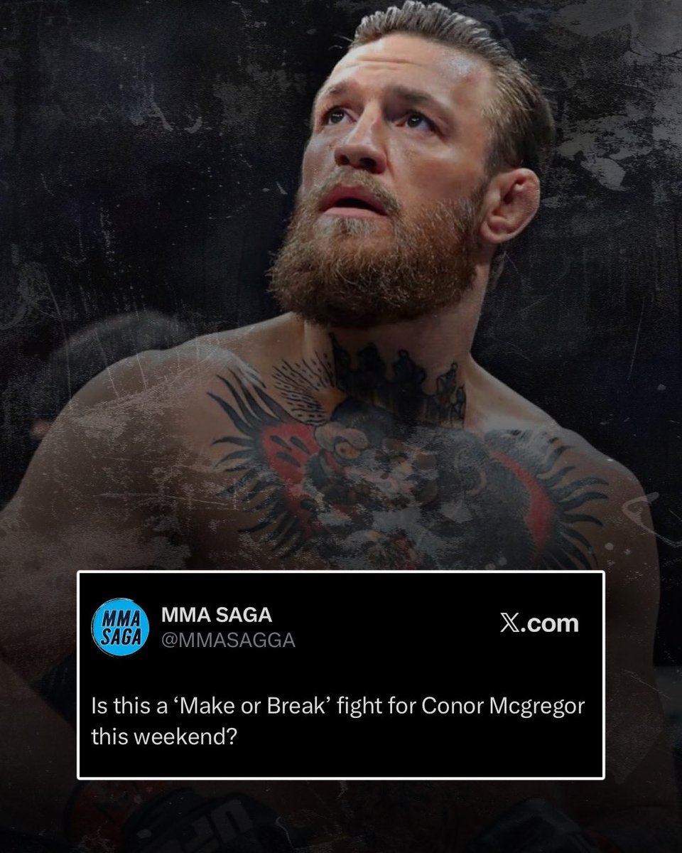 MMASAGGA's tweet photo. Does Mcgregor continue if he loses to Max Holloway this weekend? #mcgregor #maxholloway #ufc https://t.co/9xwXL2byAo