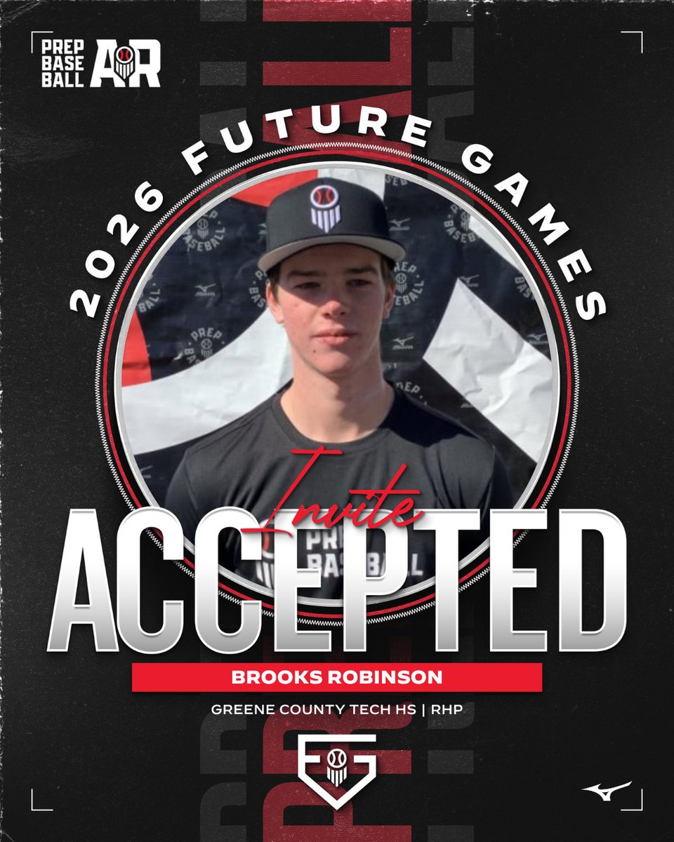 PrepBaseballAR's tweet photo. 𝐀𝐑 ➡️ 𝐀𝐓𝐋 ✈️ 

RHP Brooks Robinson (Greene County Tech) is Locked In 🔐 to represent Team Arkansas at the 2026 @prepbaseball Future Games!

👤 https://t.co/RjbOCFApnT // @BrooksKRobinson https://t.co/Tq0DKu6zSt