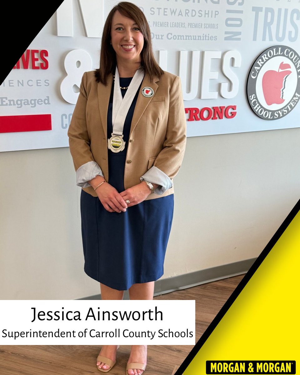 OfficialGHSA's tweet photo. 🌟 Spotlight Alert! 🌟

We're thrilled to shine a light on Dr. Jessica Ainsworth in our latest #EducatorSpotlight sponsored by Morgan & Morgan, @forthepeople! 

She began her new role as Superintendent of Carroll County Schools on July 1. Her appreciation for high school athletics is deeply personal. As a student-athlete, she competed in high school soccer as both a goalkeeper and fullback, experiences that shaped her understanding of commitment, discipline, and perseverance. She also developed a lifelong love of sports by spending countless Friday nights watching high school football alongside her father. Those experiences continue to influence her strong commitment to supporting student-athletes, coaches, and athletic programs as an essential part of a well-rounded educational experience.

Her dedication, passion, and innovative teaching style inspire us all. Let's give her a round of applause! 👏