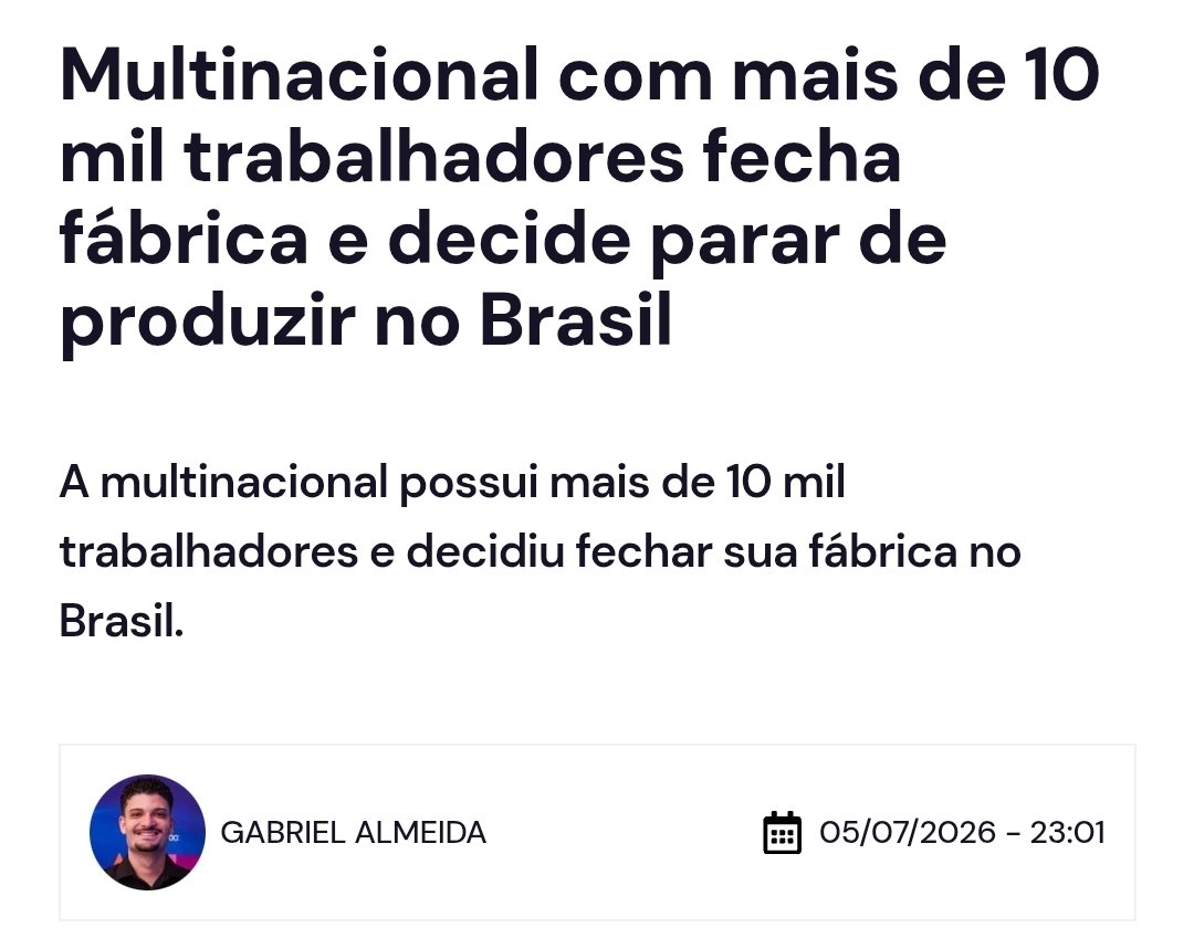 diegomuguetrj's tweet photo. O RETROCESSO É REAL: INDÚSTRIA FOGE DO PAÍS ENQUANTO O GOVERNO GASTA O QUE NÃO TEM!

​No governo anterior, recordes de liberdade econômica e facilidade para empreender. Hoje? Fábricas da Saint-Gobain fechando em SP e SC, demissões e desespero. O Brasil está virando um cemitério de CNPJs sob os aplausos do consórcio partidário. A conta da incompetência chegou, e ela é cobrada em empregos destruídos! 📊🚨