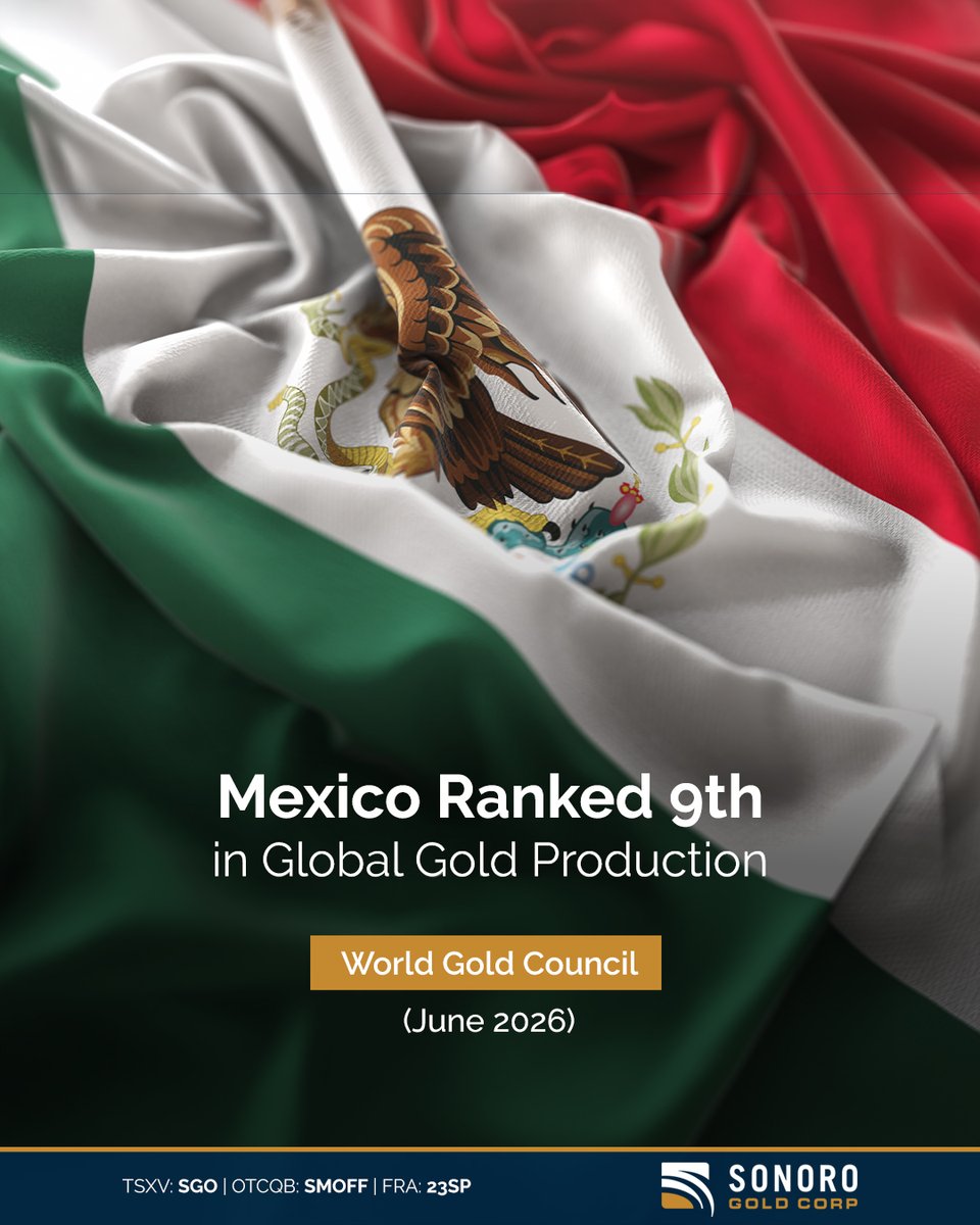 SonoroGold's tweet photo. Mexico’s global standing among the top #gold producers highlights its significant potential. With our exploration efforts in #Sonora, we are well-positioned in this highly prospective mining jurisdiction.
View: https://t.co/YbQQlszREh
🇨🇦 #SGO $SGO.V | 🇺🇸 #SMOFF | 🇩🇪 #23SP https://t.co/ivVnMwnjhm