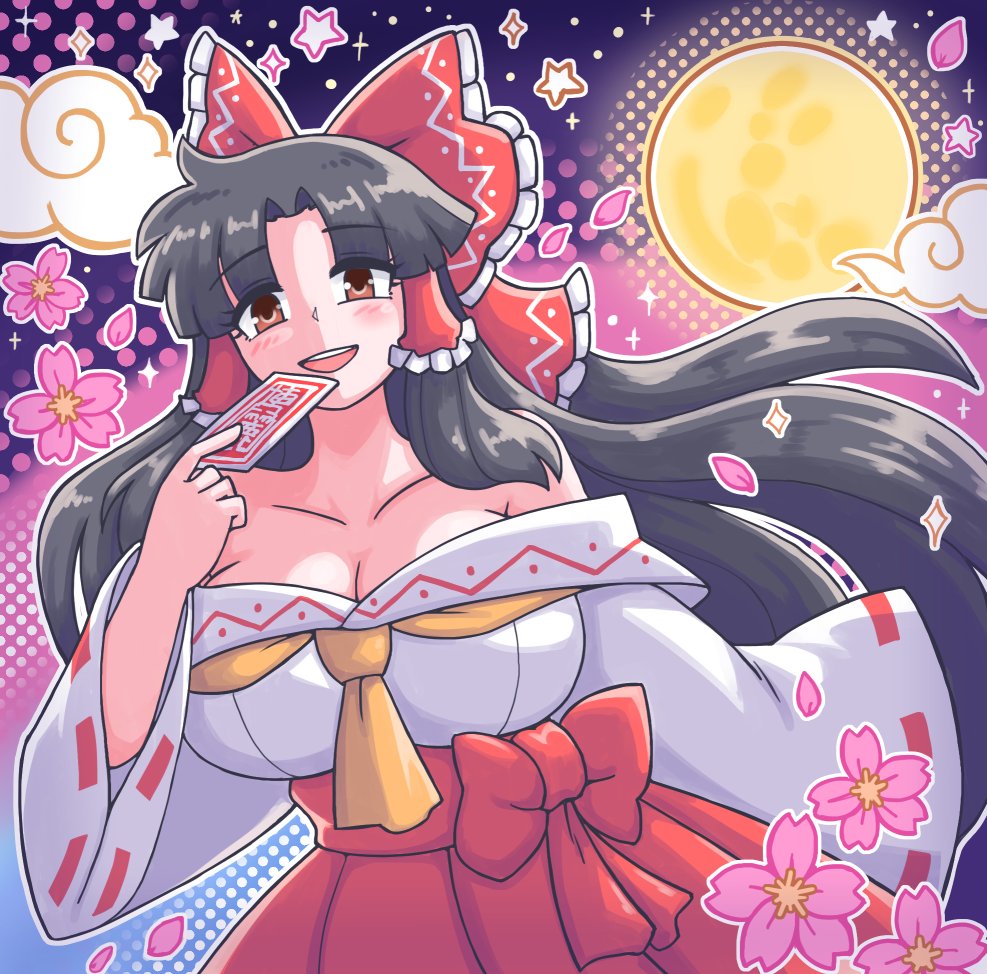 temu_coi's tweet photo. お仕事霊夢

「こんばんは。黒幕さん」

季節外れだけど桜舞わせたくなったの図
（というか七夕描けばよかった）

#博麗霊夢 https://t.co/FiH1F2Yy4O