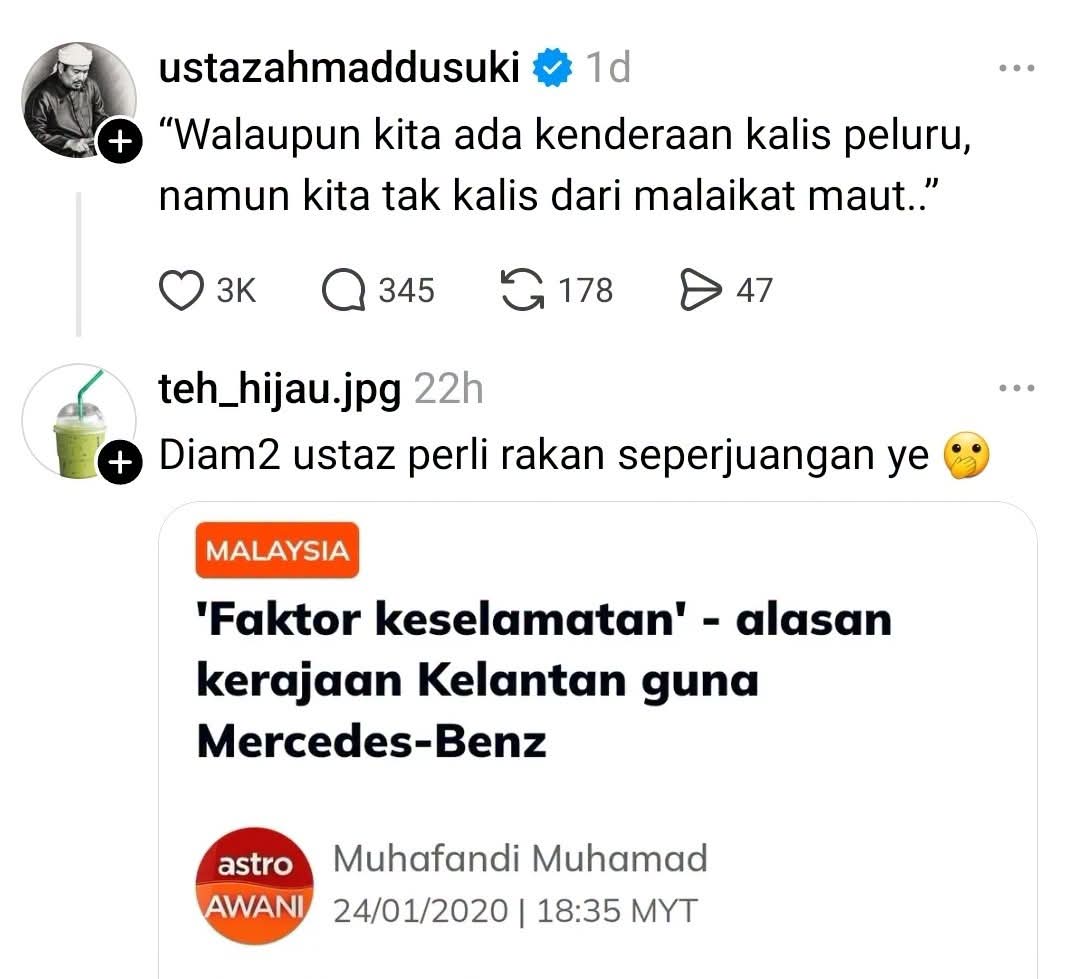 Nazril_Iznil's tweet photo. Macam tu jer Dusuki kena 🫢🫢🤣🤣 https://t.co/AQX8CLfMpf