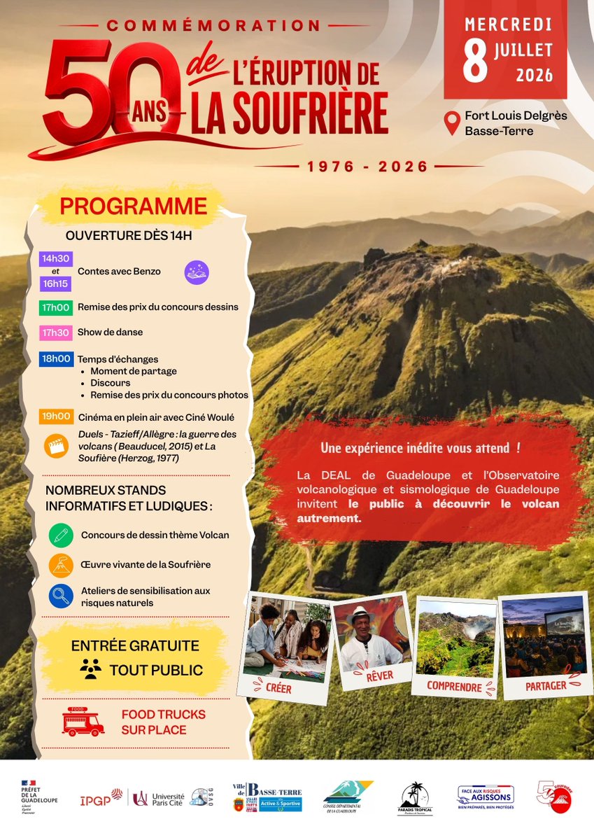 Image de Préfet de Guadeloupe - #LaSoufrière | 🌋 50ᵉ anniversaire de l'éruption de la Soufrière, la DEAL Guadeloupe et l'Observatoi