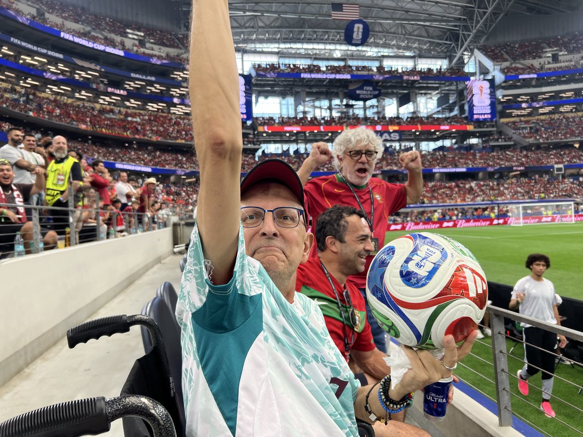 Kmdilo18's tweet photo. During the match, we watched fans who caught the game ball get their moment on the big screen. But when my husband – who is in a wheelchair battling terminal cancer – caught it, the cameras immediately panned away.

Every fan deserves to be seen and celebrated. #fifa #foxsports https://t.co/NqOA1JSYLL