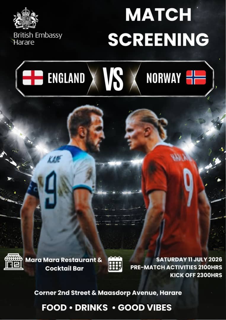 UKinZimbabwe's tweet photo. Big game. Big vibes. ⚽🔥

Join us for our match screening, enjoy the atmosphere and stand a chance to win great prizes!

Who's coming with you? Tag them below 👇

#MatchDay #WatchParty https://t.co/feUdrC4IkA