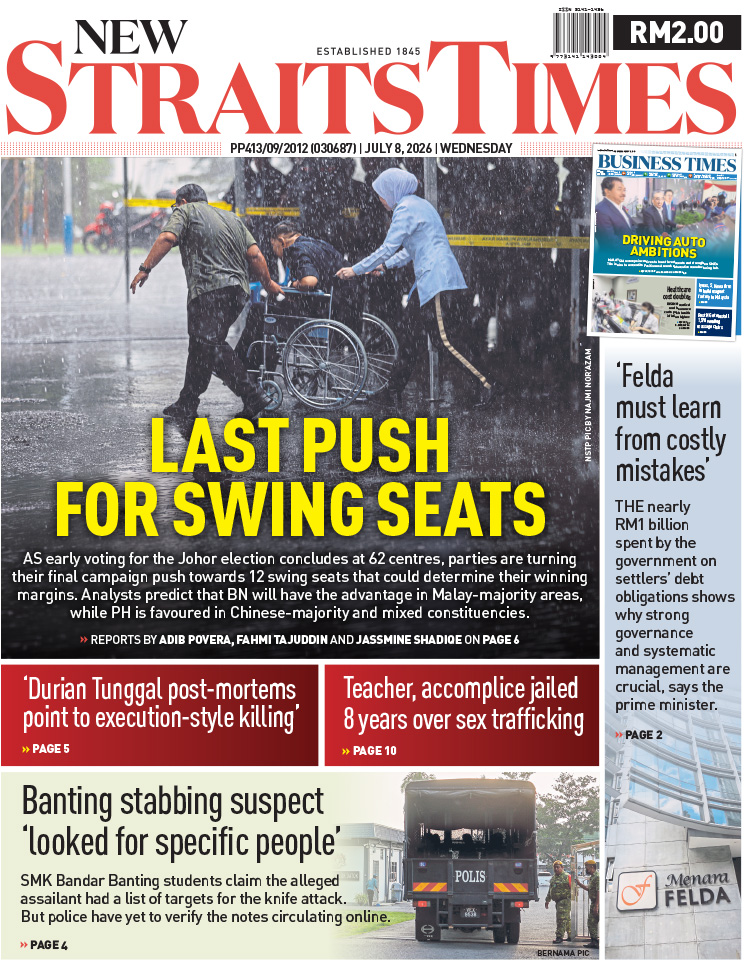 NST_Online's tweet photo. Thinking of unplugging from the Internet for a while? Go old school for your dose of morning news! Today in the #NSTprintedition #08072026 https://t.co/Fmj60Z9KqJ