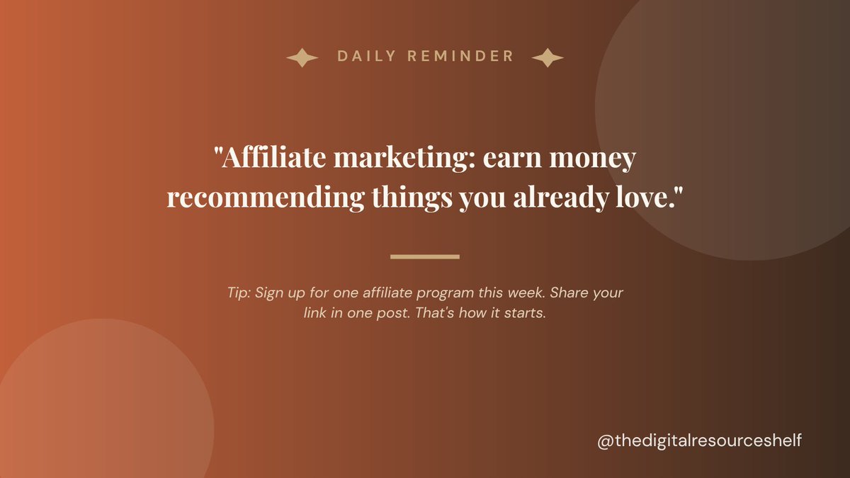 _digitalshelf's tweet photo. Affiliate marketing = getting paid to recommend things you already love. 🔗

No product. No shipping. No inventory.

Sign up. Get your link. Share it. Earn.

#affiliatemarketing #passiveincome #sidehustle #makemoneyonline https://t.co/JHExNBCNIU