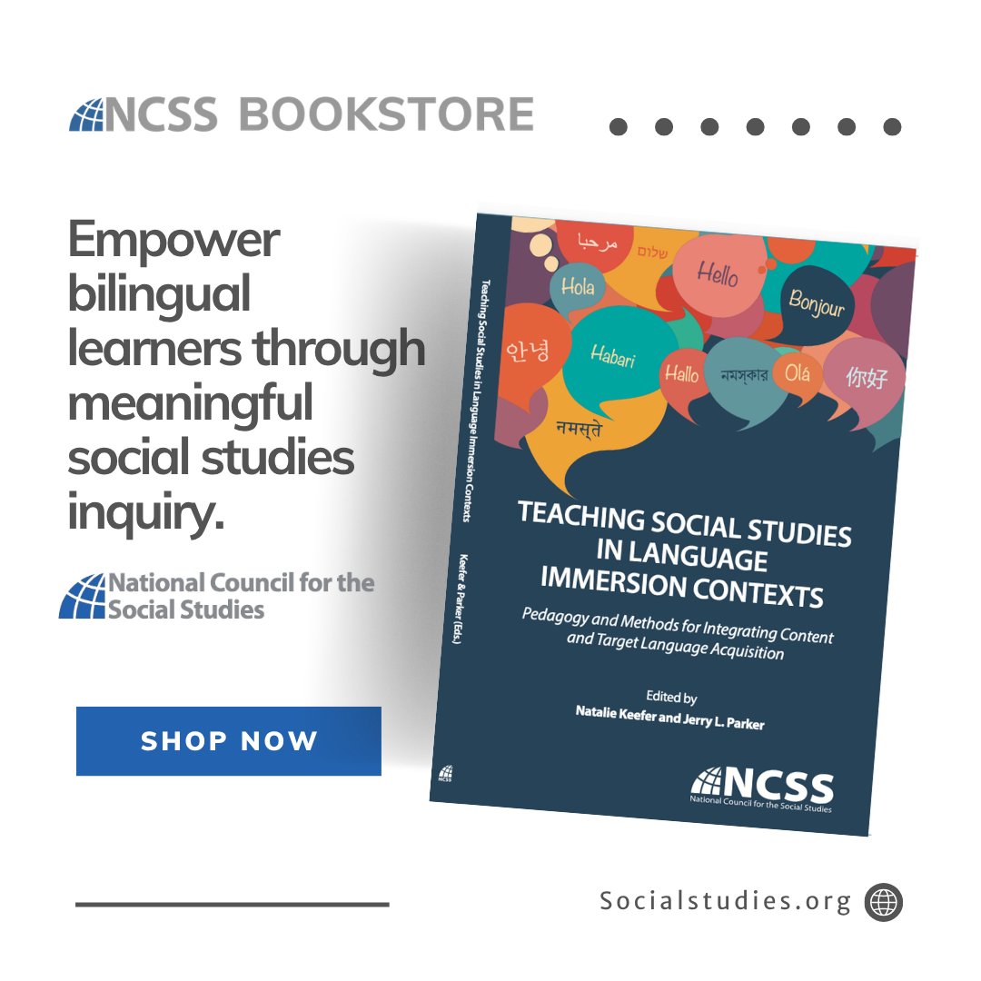 NCSSNetwork's tweet photo. 📚 New to the NCSS Bookstore! This newly released publication offers practical, research-based answers for educators seeking to strengthen both content learning and language development.
➡️ Get yours now: https://t.co/ho2fsJRCT9 #bilingual #learners #edux https://t.co/ku3U6y04ls