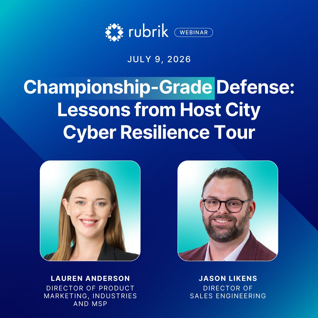 rubrikInc's tweet photo. What does cyber resilience look like when your city is under the microscope? We traveled to Miami, Seattle, Dallas, Kansas City, LA, and Atlanta to find out. 

Our webinar on July 9th provides a readout of the "Building Cyber Resilience" exercises conducted with SLED leaders from all across the country. Join our webinar and get answers to the toughest questions facing your agency today: https://t.co/Q8dPKLyET8