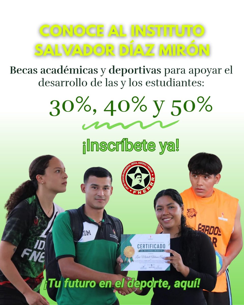 FNERRR_NACIONAL's tweet photo. #FelizMartesFenerianos 🌤
¿Buscas donde estudiar deportes? ¡El Instituto Salvador Díaz Mirón es tu lugar! 📚🏫
Cuentan con becas académicas y deportivas de hasta el 50%. 🧾🥇 https://t.co/I92bnq6Bsl