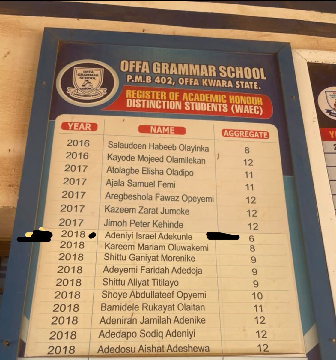 SirJarus's tweet photo. Good to see Israel Adeniyi, a young man from Offa, emerge Overall Best Graduating Student in Nigeria Law School 2026. 

He finished from Offa Grammar School, our alma mater, as BGS in 2018, entering the school's Roll Call of Academic Honour that started in 1956.

Went on to bag First Class in Unilorin and now BGS in Law School.

Happy to see that a public school as ours still produces such national scholars.