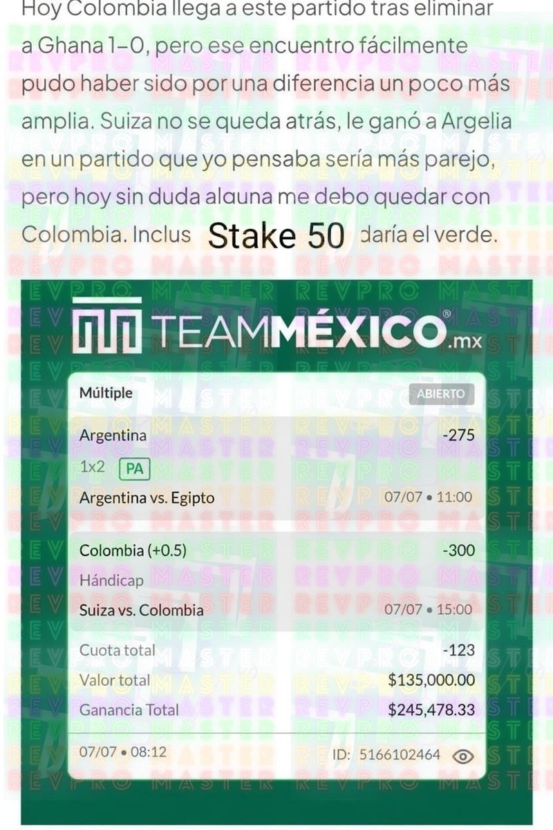 RevMasterPicks's tweet photo. ❤️❤️❤️ y salen las jugadas del MUNDIAL de Gallito 🐔💸

Aquí les dejo la primera del día 🏆⚽️ https://t.co/Ock6GL3qw0