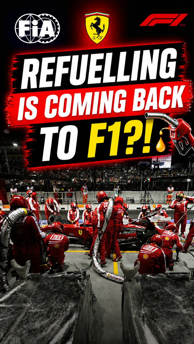 ScuderiaFansF1's tweet photo. Could Formula 1 bring back refuelling? ⛽
FIA president Mohammed Ben Sulayem says the idea is under study as part of future regulations. The goal is lighter cars and more strategic racing, although costs and safety remain key concerns.
Would you support its return? 👀
#F1 https://t.co/TPXOY2Ywnv