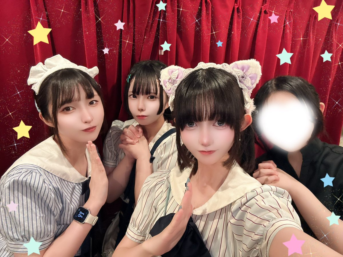 本日の🌙組メイドちゃんは、 めい🐐、もちこ🐻‍❄、ぴぃち🍑、見習い