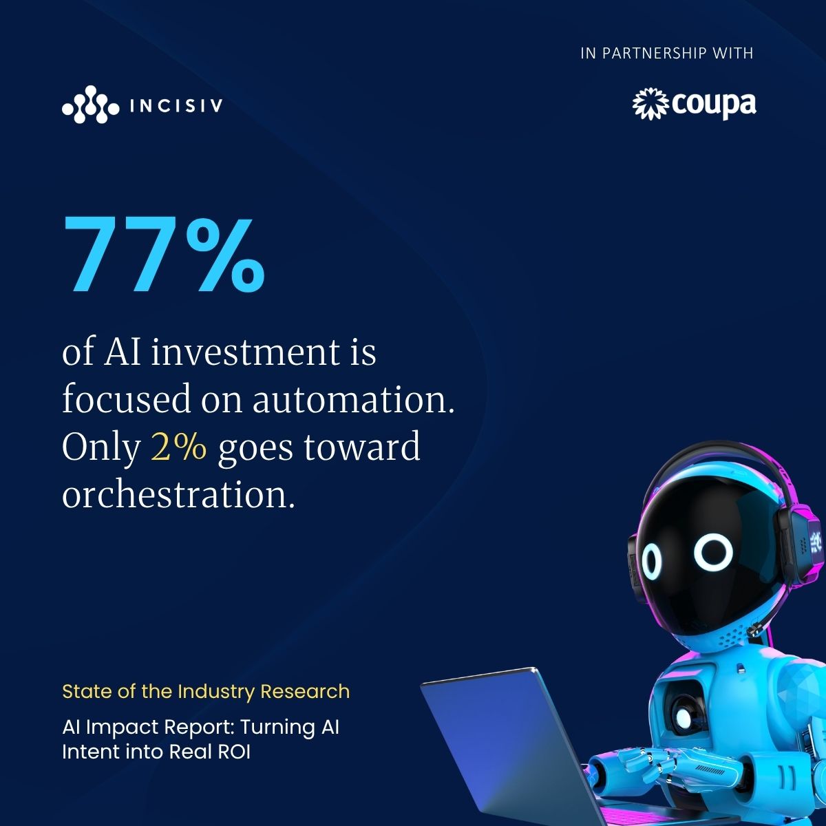 IncisivIO's tweet photo. Automation makes individual tasks faster. Orchestration transforms how work gets done. Most organizations are investing heavily in one and almost nothing in the other. @Coupa https://t.co/9wYtdrB5YV https://t.co/bFW9csY2CQ