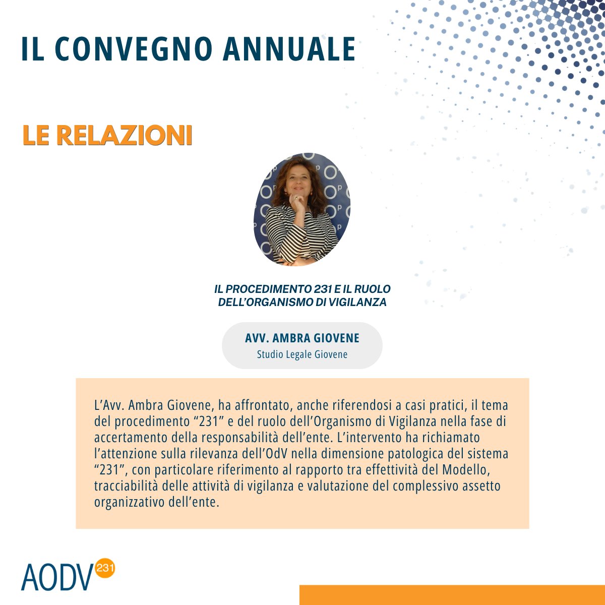 aodv231's tweet photo. 📌 Disponibili gli #highlights del Convegno Annuale di #AODV231 "L'Organismo di #Vigilanza tra presente e futuro" dello scorso 16 giugno, con il patrocinio del Comune di Milano.
➡ Leggi la sintesi completa: https://t.co/pOJwyJOGO3 https://t.co/pqLHPn1cgH