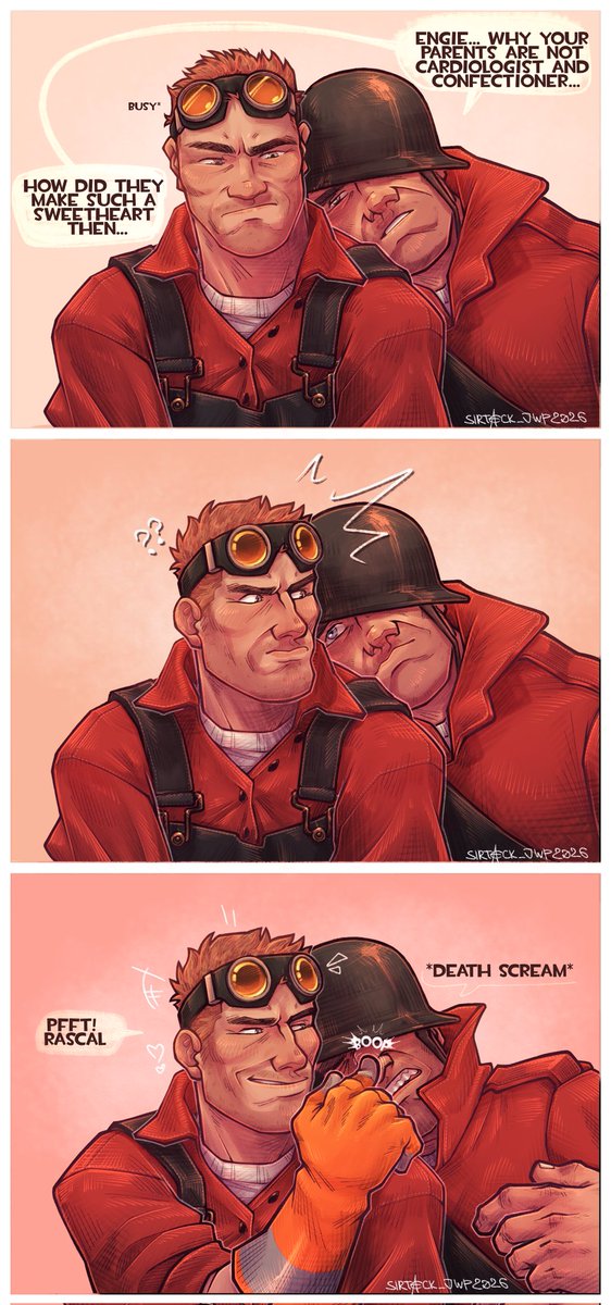 sirtack_jwp's tweet photo. BOOP YOUR NOSE🫵💥
look at Soulja boy forming his first thought of world's cheesiest line I CAME UP WITH ALL BY MYSELF LMFAO

#tf2 #tf2helmetparty #helmetparty #tf2engineer #tf2soldier https://t.co/dhXzS1q381
