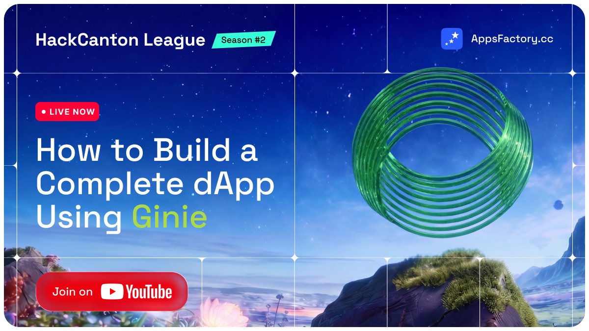 appsfactory_cc's tweet photo. 🔴 LIVE NOW — How to Build a Complete dApp Using Ginie and dApp SDK

Join Satyam Singhal (@satyam10124), Founder of @giniedev, for a live #HackCanton S2 builder workshop.

We’re walking through how to turn an idea into a working Canton dApp using Ginie + dApp SDK.

Watch here 👇
🎥 https://t.co/QZFBVXyOqy