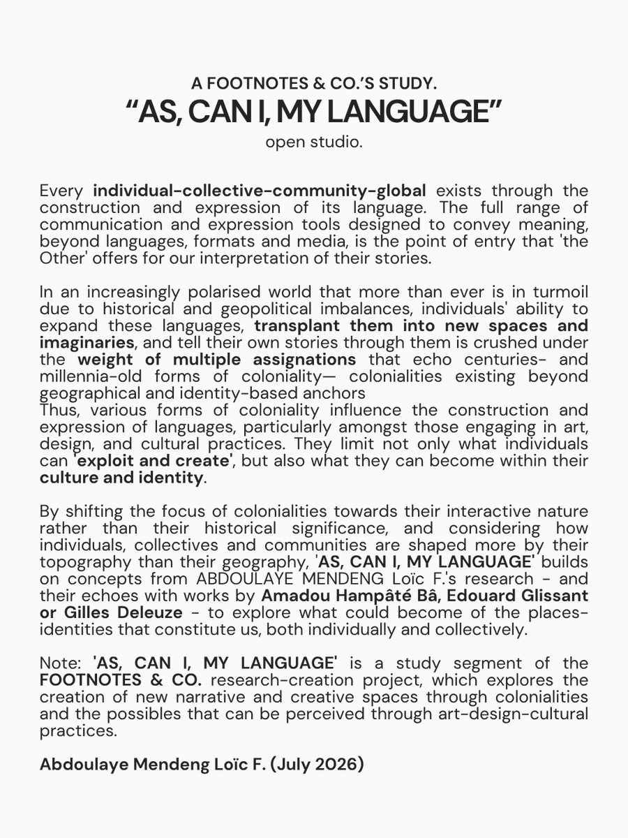 AbdoulayeM_Loic's tweet photo. I realised that I had to build something outside of the common language of colonial to create an opportunity for anyone to transplant themselves anywhere as I've done since I'm a kid. And it led me to this residency at La Cité Internationale des Arts. Open studio tomorrow 🙏🏾. https://t.co/sUuwnPWxQu