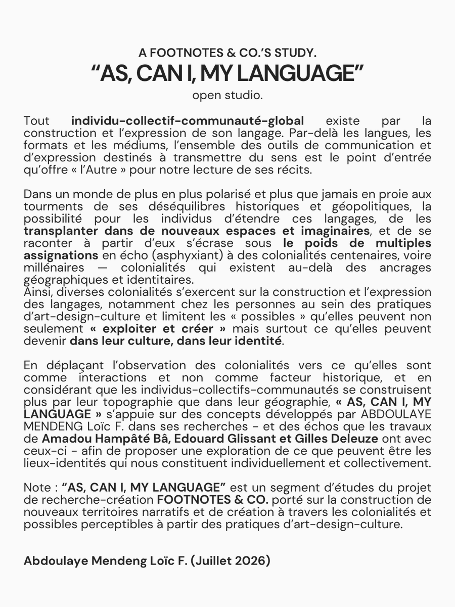 AbdoulayeM_Loic's tweet photo. I realised that I had to build something outside of the common language of colonial to create an opportunity for anyone to transplant themselves anywhere as I've done since I'm a kid. And it led me to this residency at La Cité Internationale des Arts. Open studio tomorrow 🙏🏾. https://t.co/sUuwnPWxQu