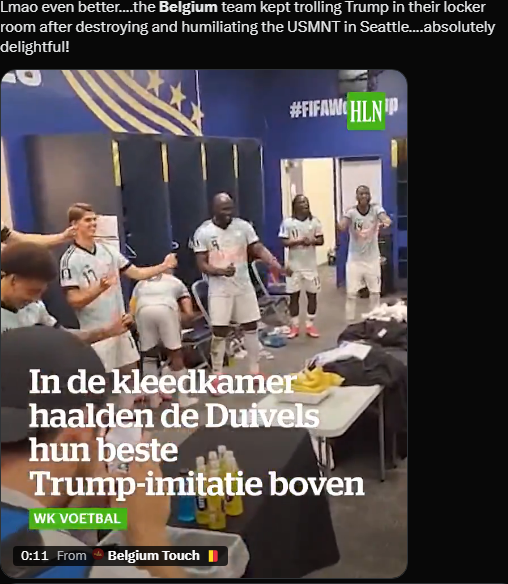 Whiley1993's tweet photo. @Bob4Florida @433gary @ettingermentum They literally did the Trump dance celebrating their 4th goal. They also did this after. Calling others retarded when you're wrong is hilarious https://t.co/VUZFKeHF8G