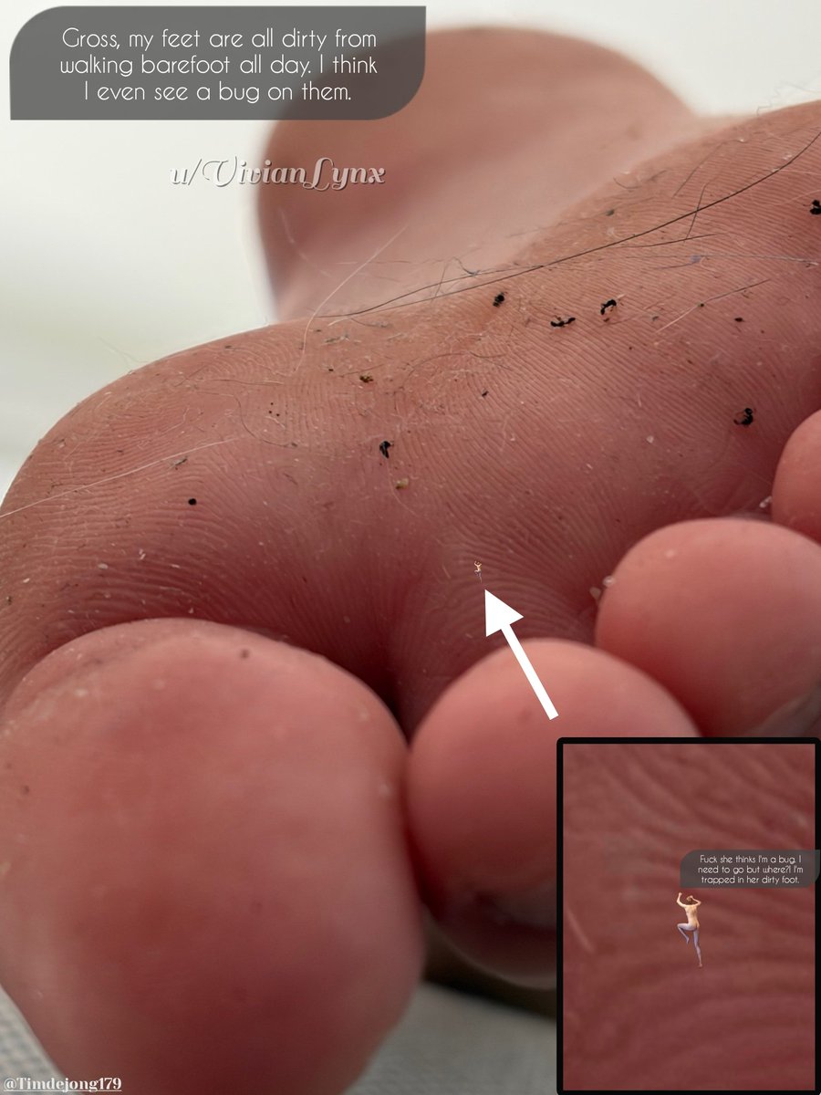 Timdejong179's tweet photo. Less than an ant
Being a tiny inside of @VivianLynx's house isn't for the weak and definitely not every tiny can survive there.

Credits to my friend @ResidentTiny for making the story this time. 

#Sizetwitter #Feet #Giantess https://t.co/xF9UrPwrPC