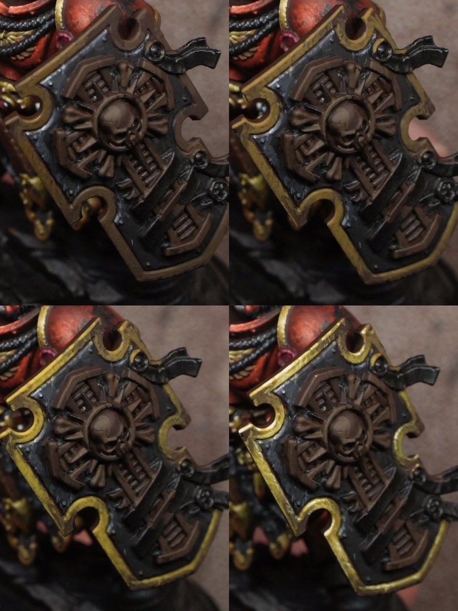lorayminiature's tweet photo. Shield NMM progress on the Blood Angels Captain. Gold is starting to click.
#Warhammer40k #NMM https://t.co/W9nI8ENCah
