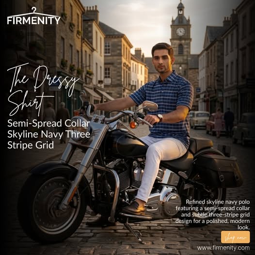 firmenity's tweet photo. FIRMENITY Dressy Shirt | Skyline Navy Three-Stripe Grid Semi-Spread Collar Polo

#FIRMENITY #DressyShirt #MensFashion #MensStyle #PoloShirt #SmartCasual #SemiSpreadCollar #ModernMenswear #ClassicStyle https://t.co/5LoL1PCZBi