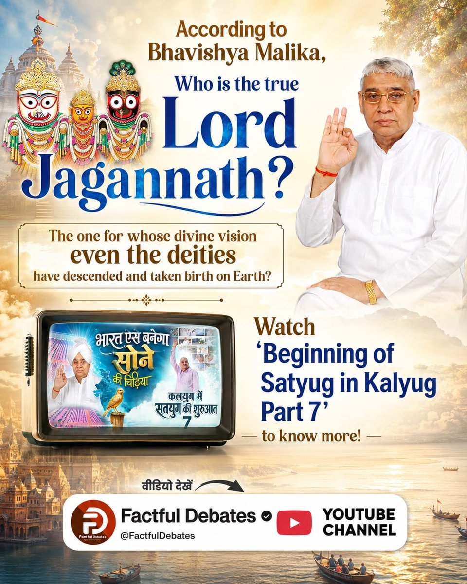 Harishdass11's tweet photo. #IndiaWillBecomeTheGoldenBird
Secrets of the BIBLE:
Unveiling the Mysterious and Infallible Prophecies Hidden Until Now!
Factful Debates YT Channel
Satlok Ashram YouTube Channel

Watch Sadhna TV 7:30PM Daily https://t.co/yxgAxocx55