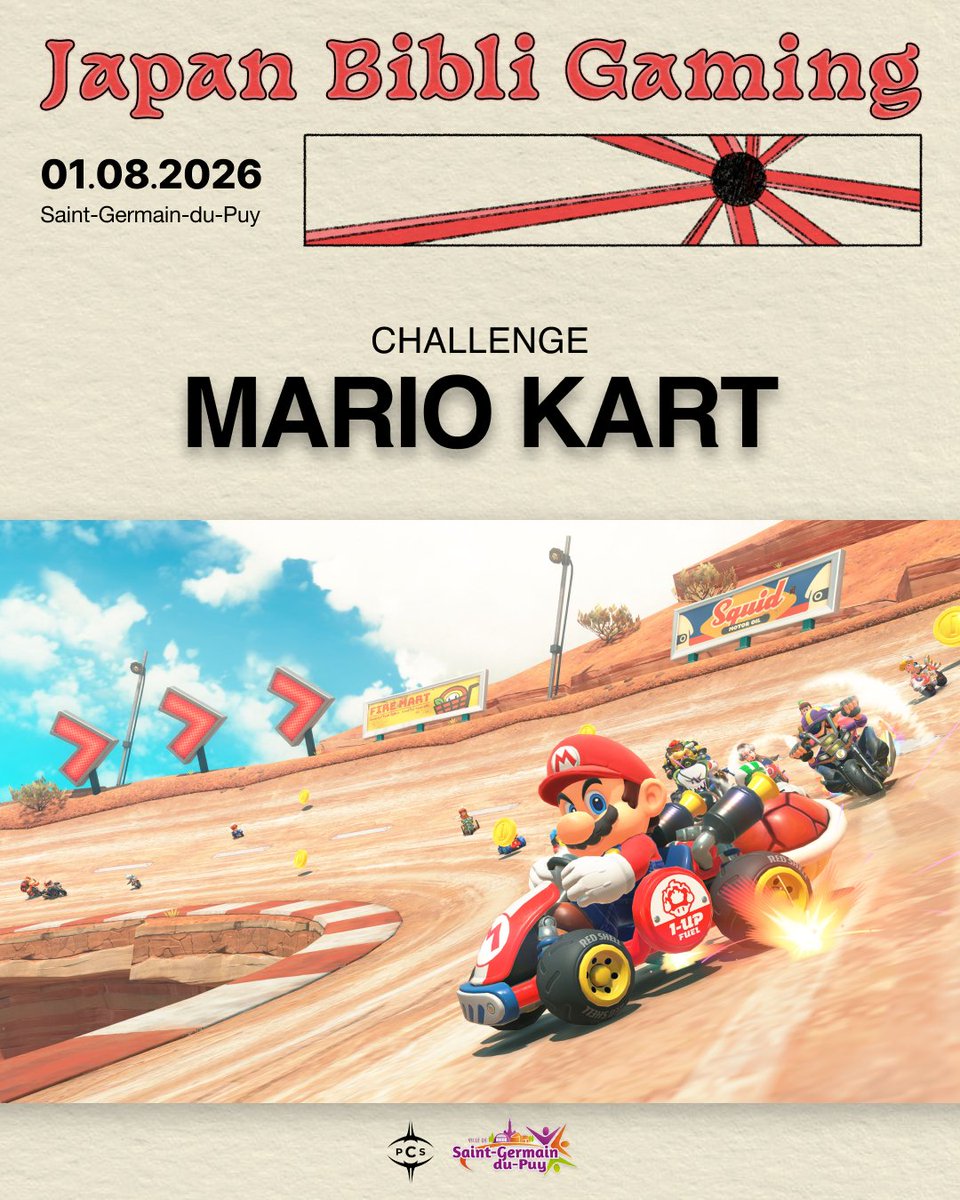 jpnbibligaming's tweet photo. 🏁 Prêt à prendre le départ ?

Le Challenge Mario Kart World vous attend au Japan Bibli Gaming !

🏎️ 1 Challenge : 5 €
🏎️🏎️ 2 Challenges : 9 €
🎟️ Inscriptions :
 https://t.co/6Uj3oazJUi

#JapanBibliGaming #MarioKartWorld #Nintendo #Gaming https://t.co/4kEGMeNZ3T