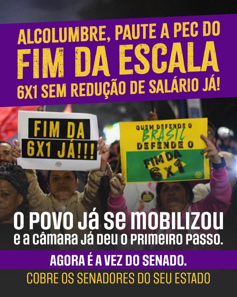 gladysalvim's tweet photo. Milhões de trabalhadores esperam por mais qualidade de vida, mais tempo c a família e condições de trabalho mais dignas. É hora de pressionar.
📢 Cobre os senadores
🔗 https://t.co/kM2M34CB43. 
https://t.co/YCZEUVf0P1

#fimdaescala6x1 https://t.co/xMVzSVfbLt