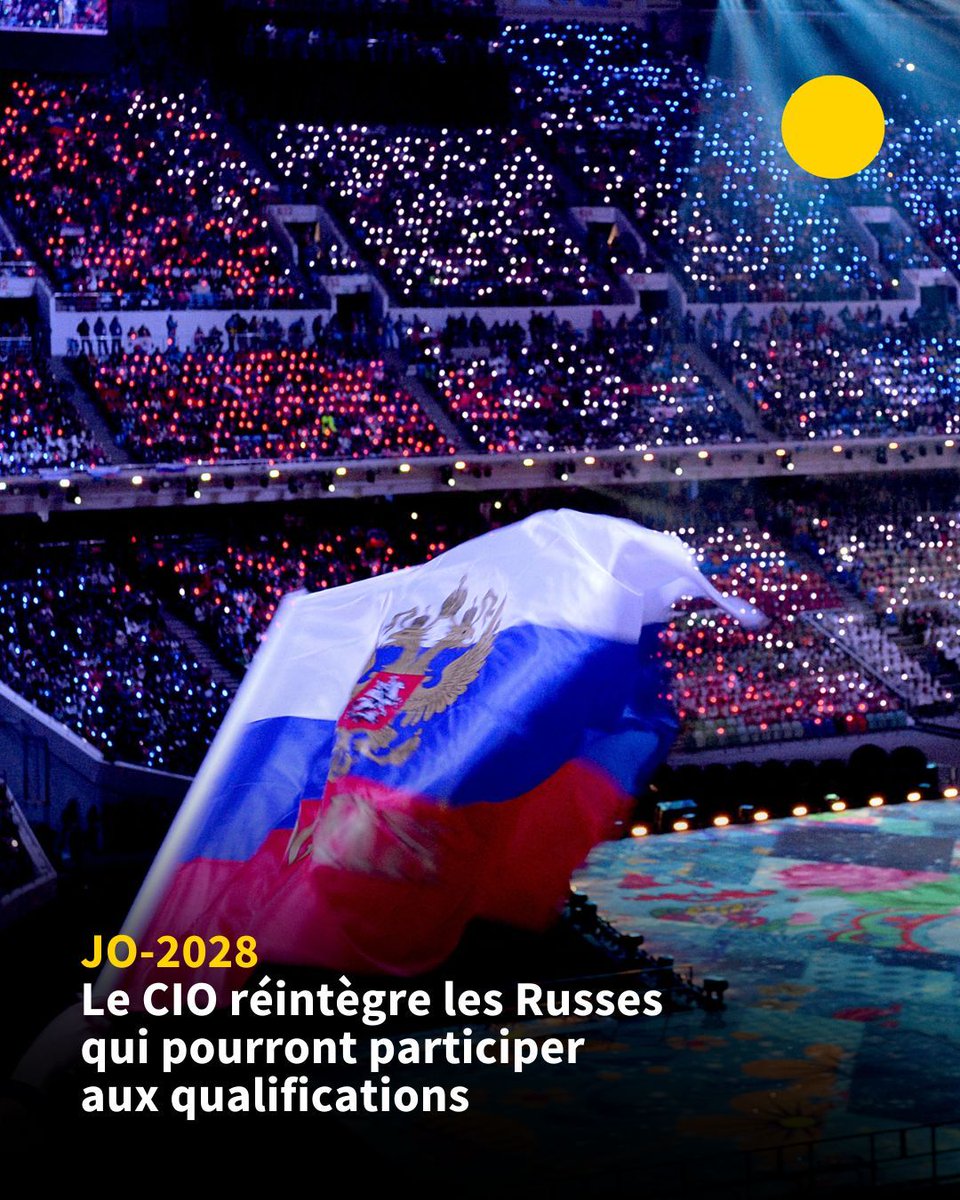 afpfr's tweet photo. 🇷🇺 Le Comité international olympique a levé mardi les restrictions imposées aux sportifs russes, qui pourront retrouver les sports d'équipe et participer aux qualifications pour les JO-2028 de Los Angeles, sans leur rendre dans l'immédiat leur hymne et leur drapeau. https://t.co/0DUxg6hw35