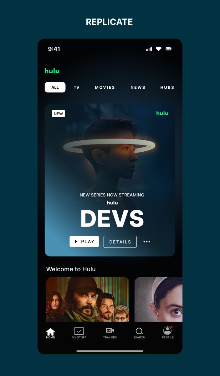 Halifaxumahi's tweet photo. Recreating Designs as a UI UX Designer
Day 55 ✨
Today's recreation is inspired by Hulu. Every design helps me notice the small details that make a big difference. 🎨🚀
#uiux #design #hulu #figma #day55 https://t.co/XRuTWyYHrB