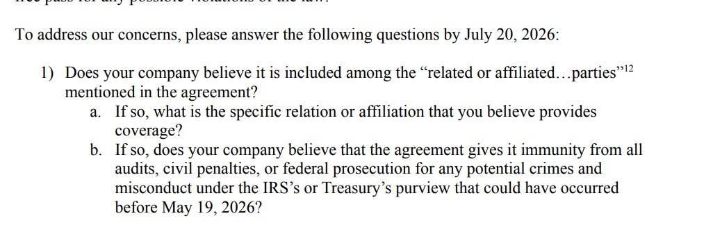 MacFarlaneNews's tweet photo. NEW:  Senate Democrats launch probe into whether Trump-aligned companies are also benefitting from Trump's sweetheart immunity deal with the IRS

Inquiry is questioning Trump Org, American Bitcoin, Trump Media, Kalshi, Polymarket, 1789 Capital https://t.co/36YZwSTEUL