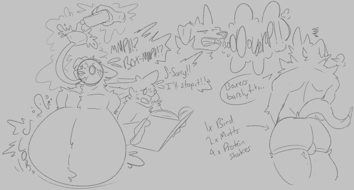 boxsynonym's tweet photo. Made a sketch page for my bf!!

Who knew that using magic could have so many adverse effects...Like making him chug a bunch...and get belchy...and strain his boxers.. https://t.co/oTZX3vhAa8