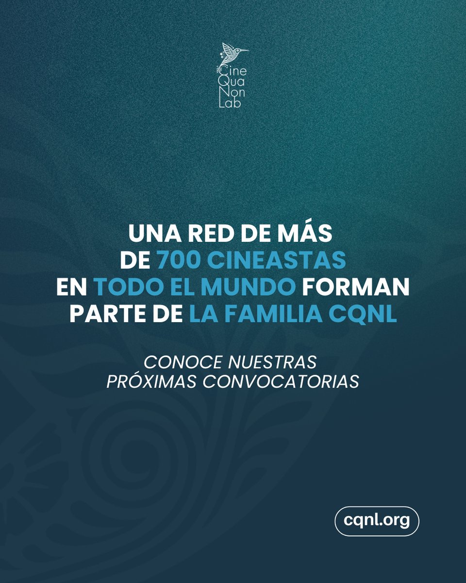CineQuaNonLab's tweet photo. En Cine Qua Non Lab creemos que el cine se construye en comunidad. Reunimos a cineastas de todo el mundo para desarrollar proyectos, compartir ideas y crear vínculos duraderos. 

Conoce nuestras convocatorias en https://t.co/bSqFkAnLxs. https://t.co/Pzkke8ST7m